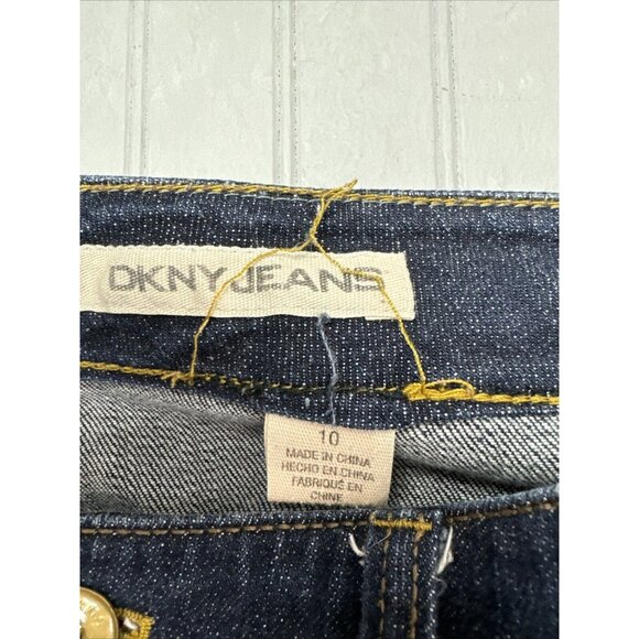 DKNY Size 10 Womens Jeans Boot Cut Mid Rise Stretch Dark Wash - Picture 2 of 4